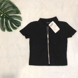 NWT Brandy Melville Black Collared Zipup